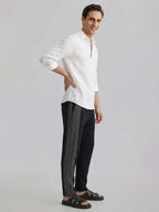 Men's Black 100% Cotton Regular Fit Pant