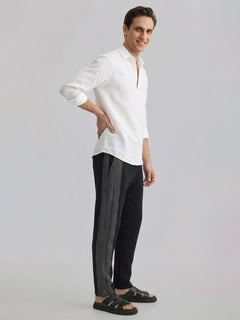 Men's 100% Cotton Regular Fit Drawstring Pants Black