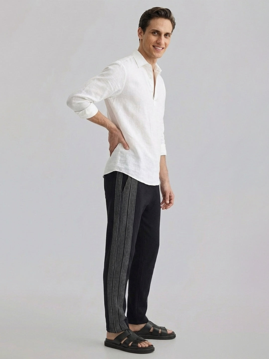 Men's Black 100% Cotton Regular Fit Pant