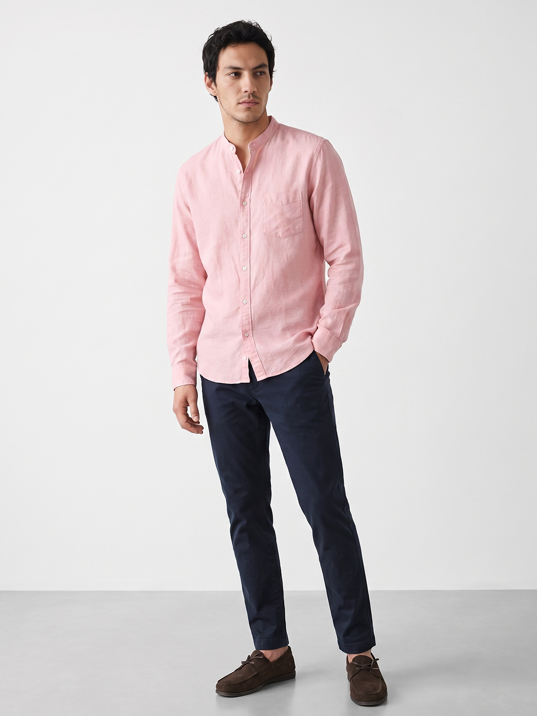 Men's Pink 100% Cotton Regular Fit Shirt