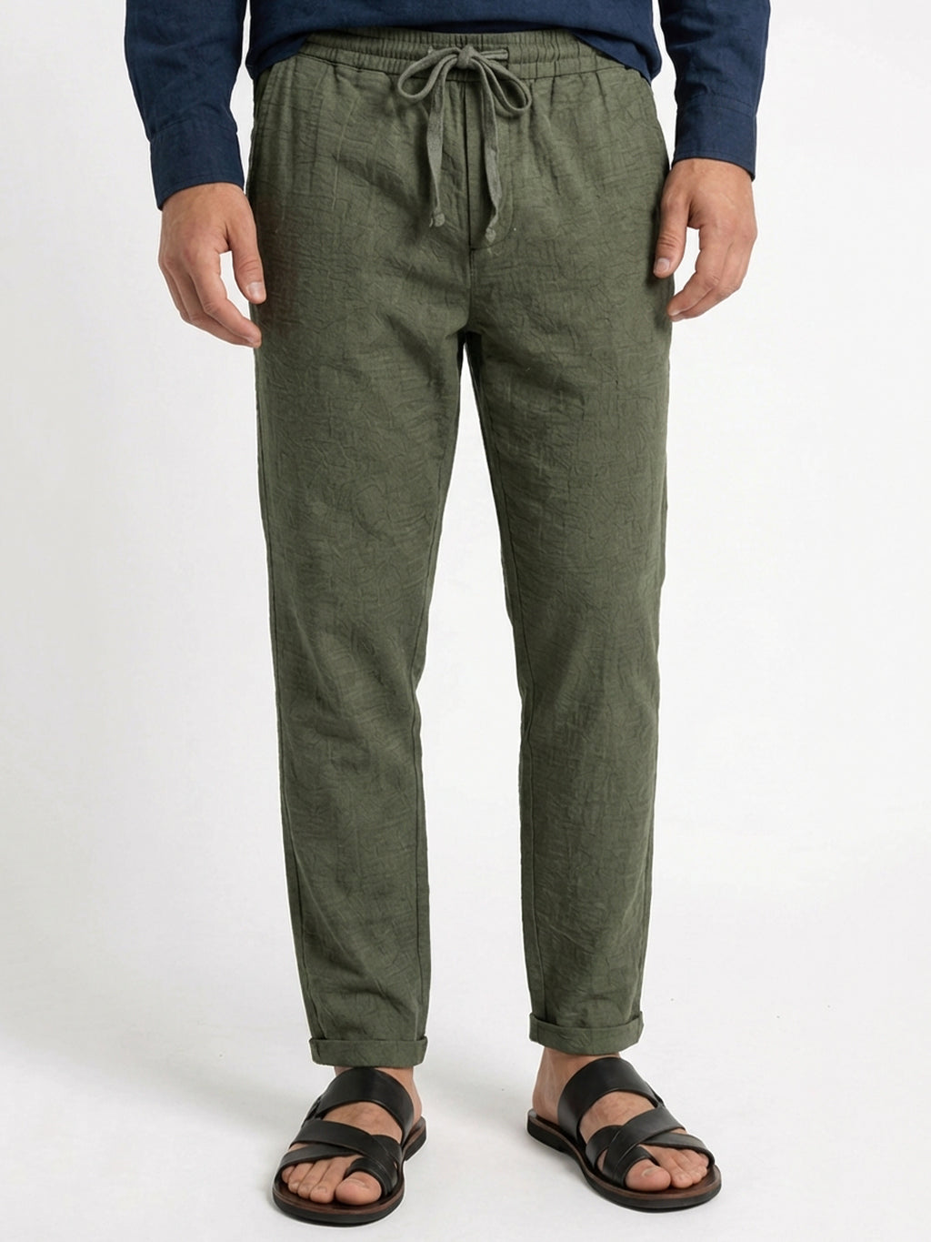 Men's Olive 1 100% Cotton Regular Fit Pant