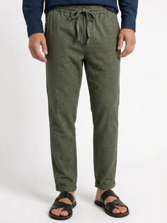 Men's 100% Cotton Regular Fit Side Pocket Pants Olive