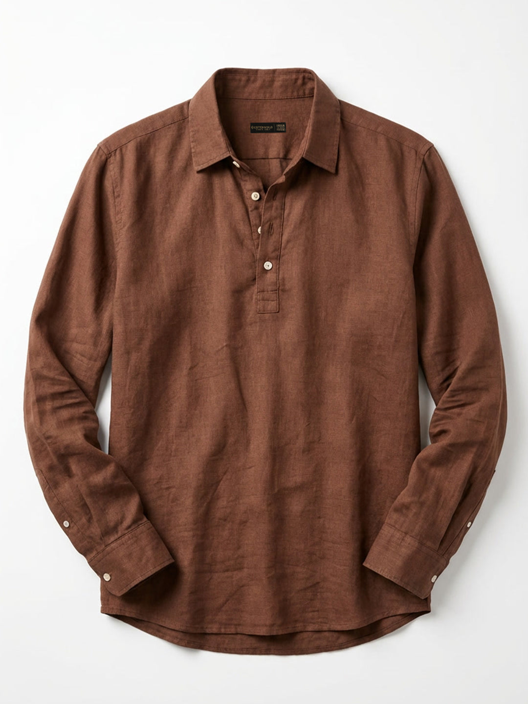Men's Brown Linen Cotton Regular Fit Shirt