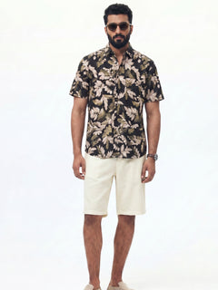 Men's Olive Modal Cotton Regular Fit Shirt