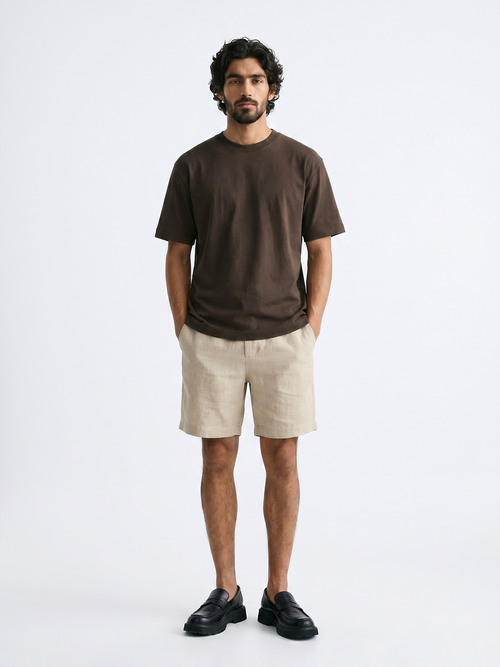 Men's Brown 100% Organic Cotton Regular Fit Tshirt