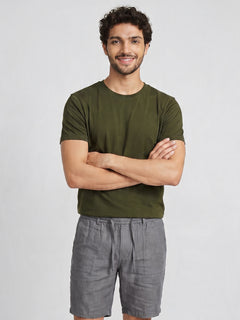 Men's Darkgreen Cotton Bamboo Elastane Regular Fit Tshirt