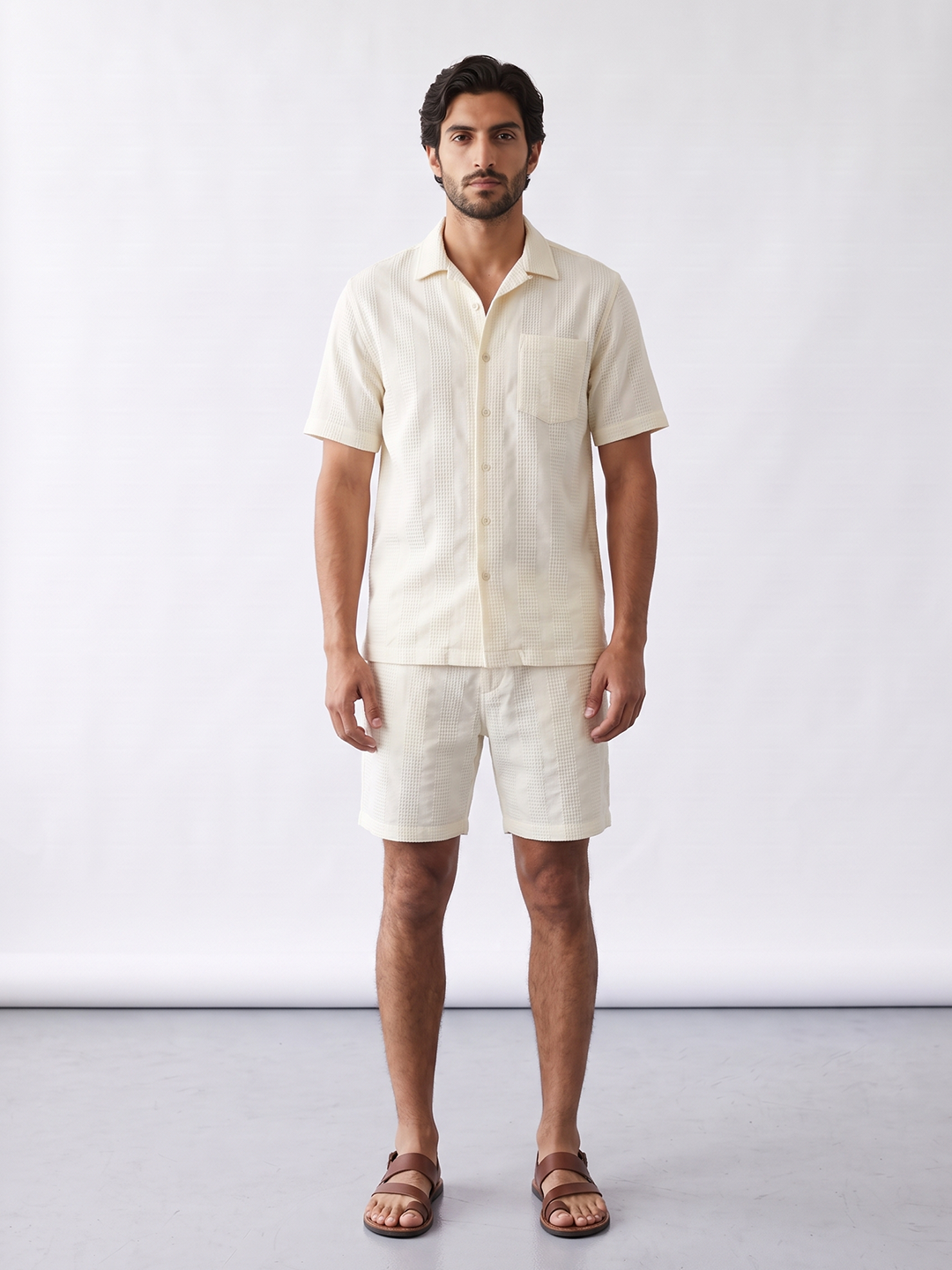 Men's 100% Cotton Regular Fit Shorts Offwhite