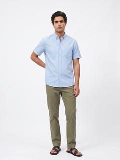 Men's Oxford 100% Cotton Regular Fit Half Sleeves Shirt Sky
