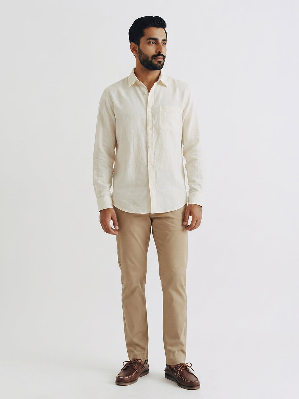 Men's Offwhite 100% Cotton Regular Fit Shirt