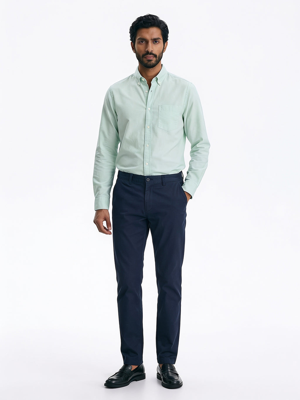 Men's Mint 100% Cotton Regular Fit Shirt