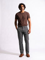 Men's Dark Grey Cotton Lycra Slim Fit Pant