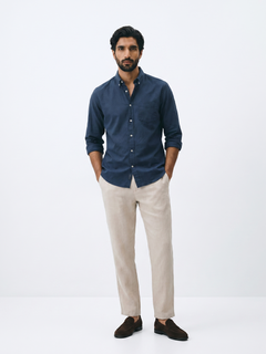 Men's Natural 100% Linen Regular Fit Pant