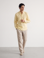 Men's Yellow Tencel Linen Regular Fit Shirt