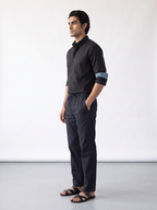 Men's Cotton Lycra Regular Fit Pocket Pants Black