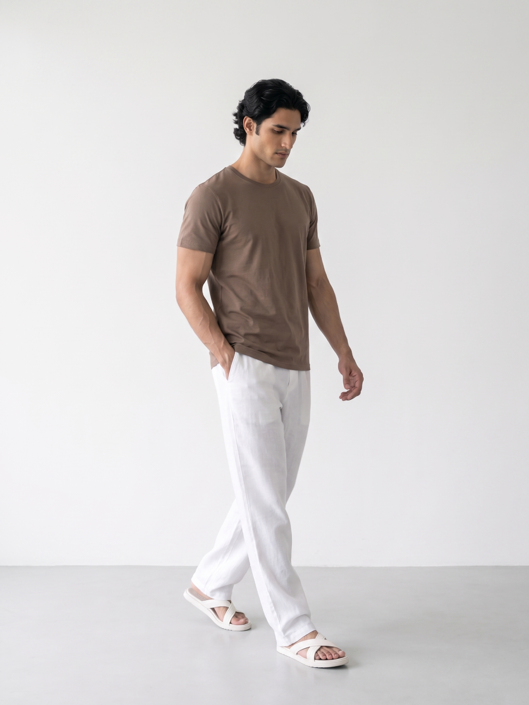 Men's Khaki 100% Organic Cotton Regular Fit Tshirt