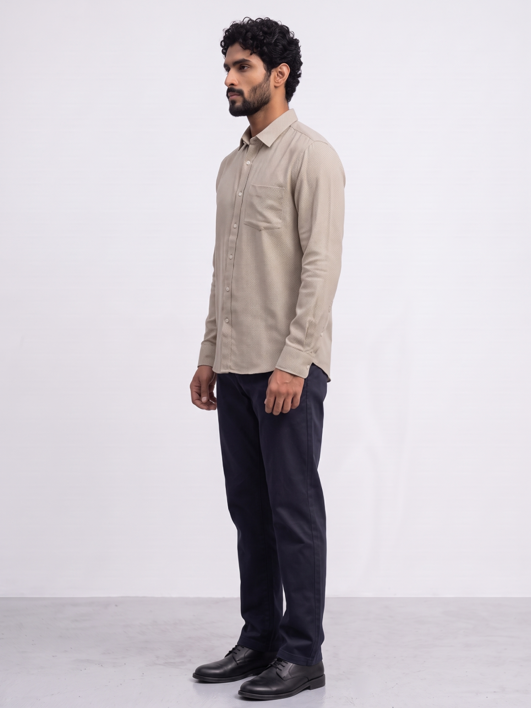 Men's 100% Cotton Regular Fit Shirt Sand