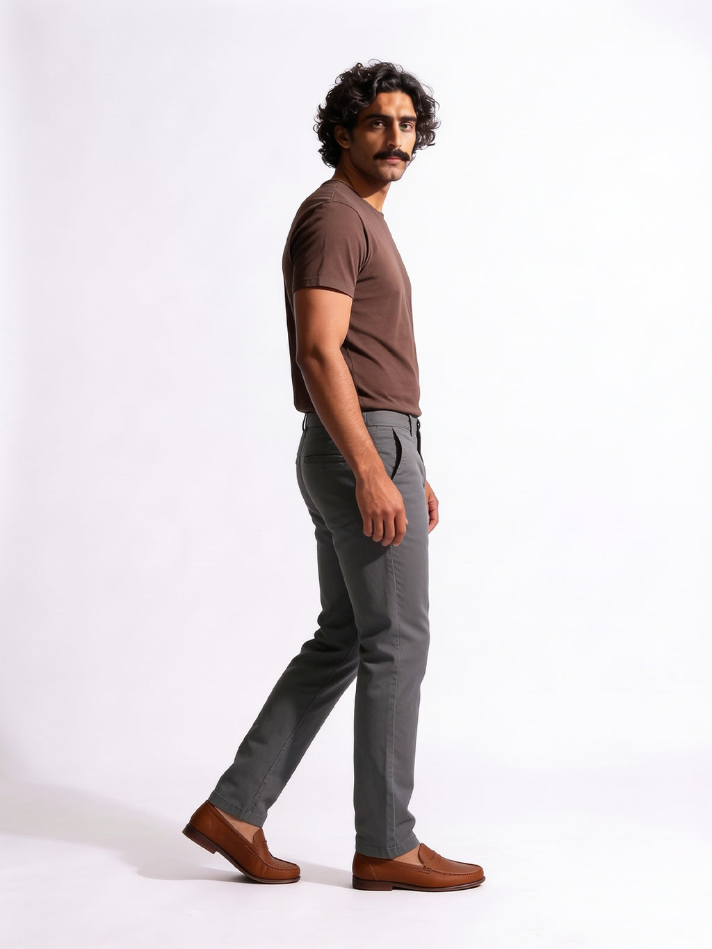 Men's Dark Grey Cotton Lycra Slim Fit Pant
