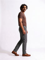 Men's Dark Grey Cotton Lycra Slim Fit Pant
