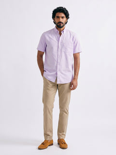 Men's Lilac Oxford 100% Cotton Regular Fit Shirt