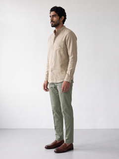 Men's Cotton Linen Regular Fit Shirt Natural