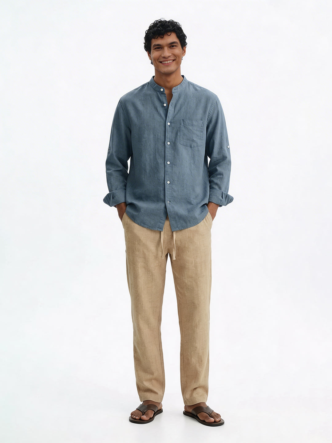 Men's Khaki 100% Cotton Regular Fit Pant