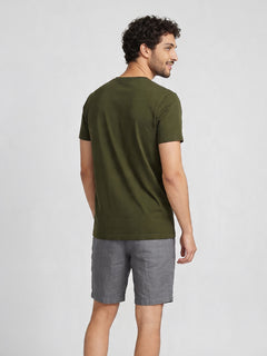 Men's Darkgreen Cotton Bamboo Elastane Regular Fit Tshirt