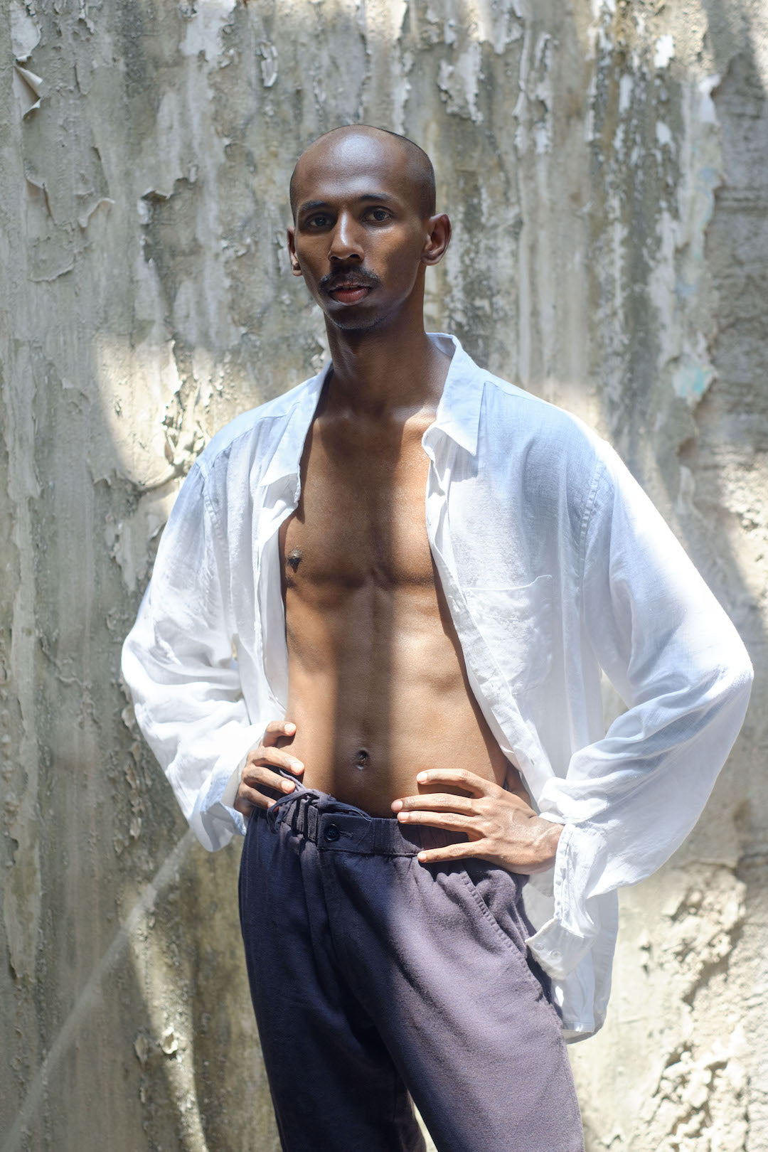 Men's White 100% Linen Regular Fit Long Sleeve Shirt