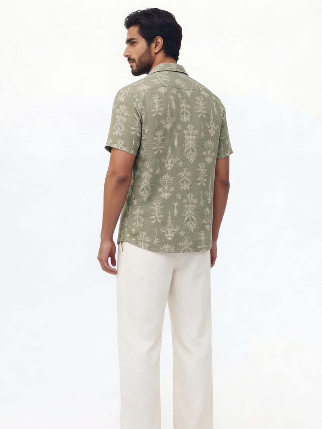 Men's Green Tencel Linen Regular Fit Shirt