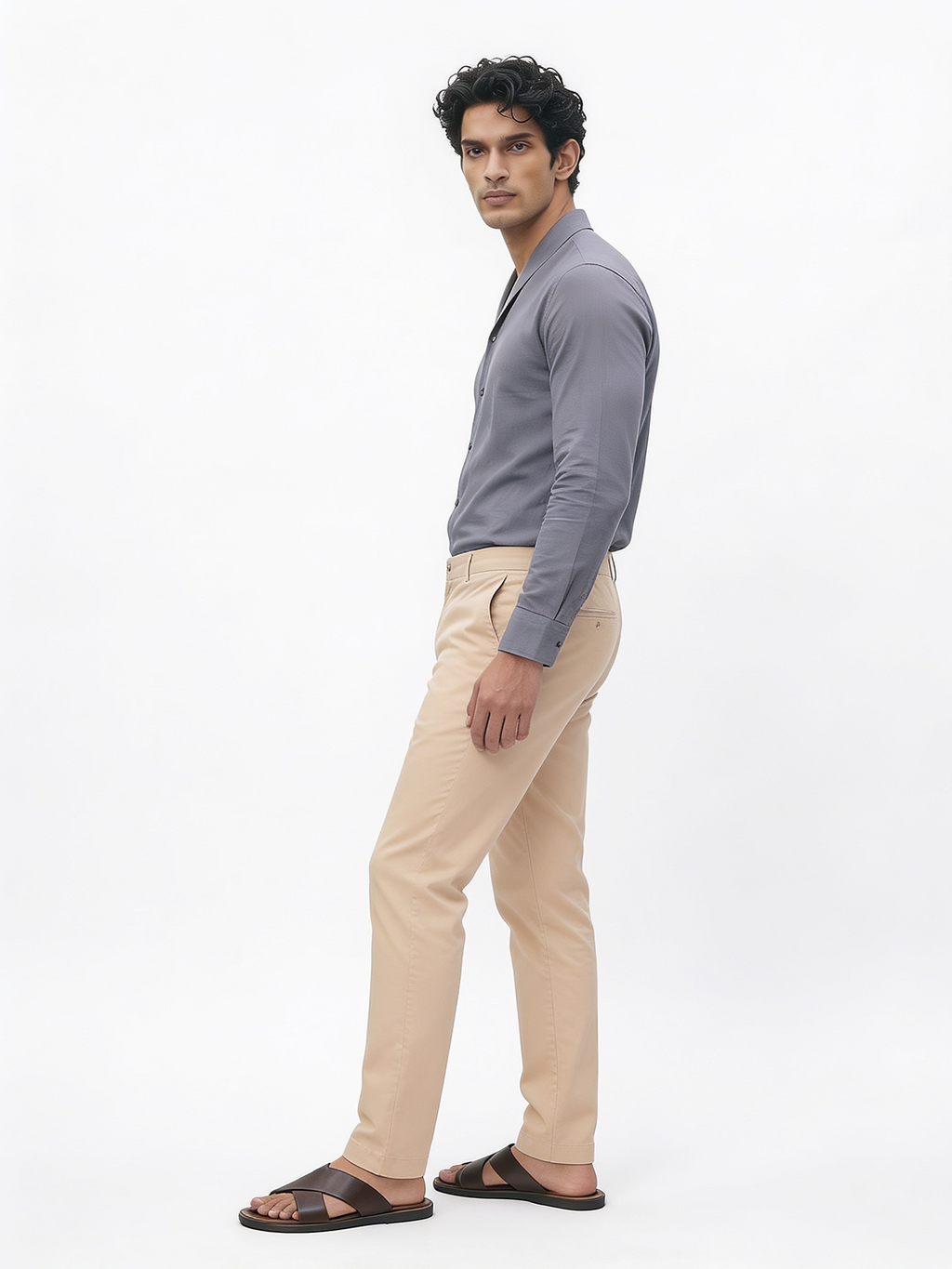 Men's Navy Tencel Linen Regular Fit Shirt
