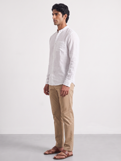 Men's 100% Linen Regular Fit Shirt White