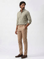 Men's Khaki Cotton Lycra Slim Fit Pant