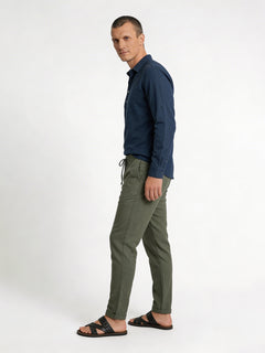 Men's 100% Cotton Regular Fit Side Pocket Pants Olive