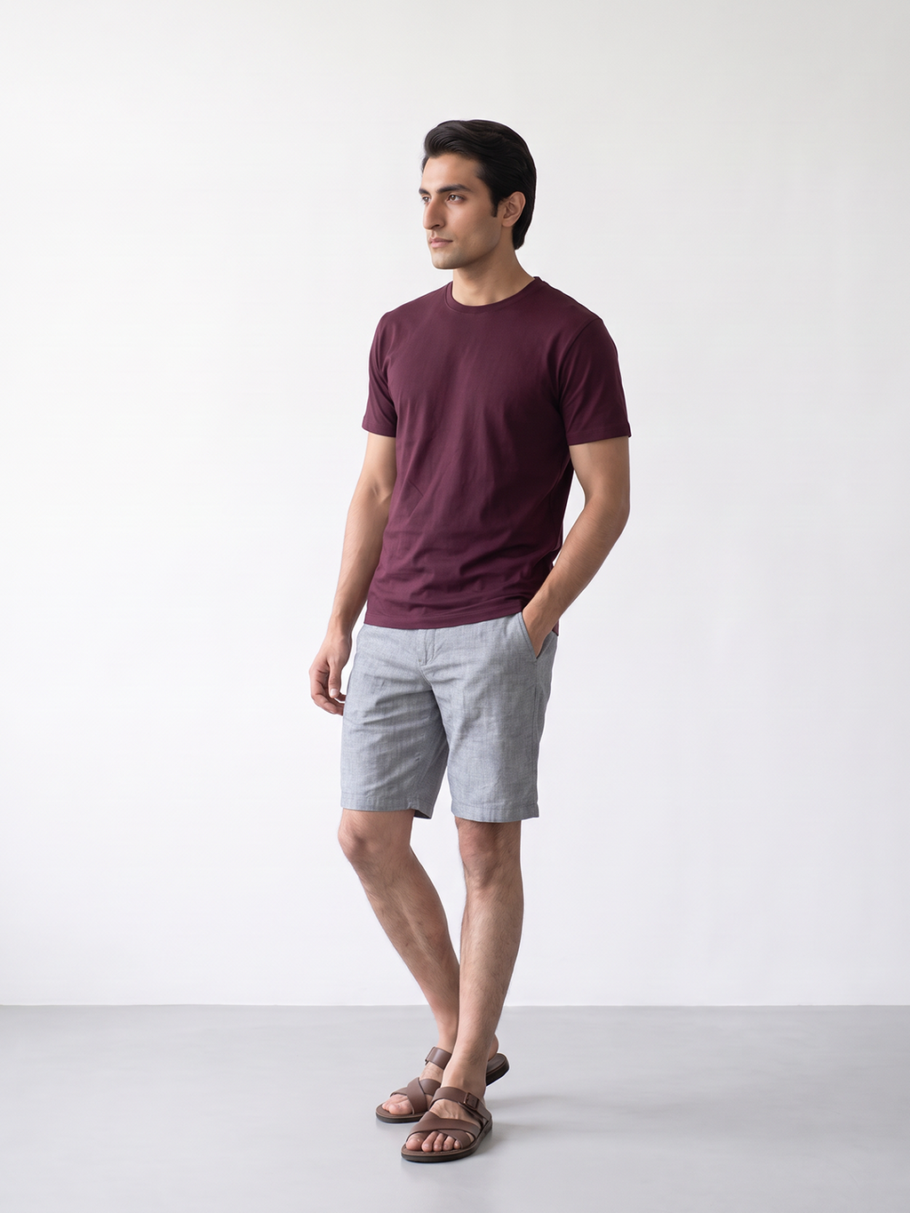 Men's 100% Cotton Regular Fit Tshirt Wine