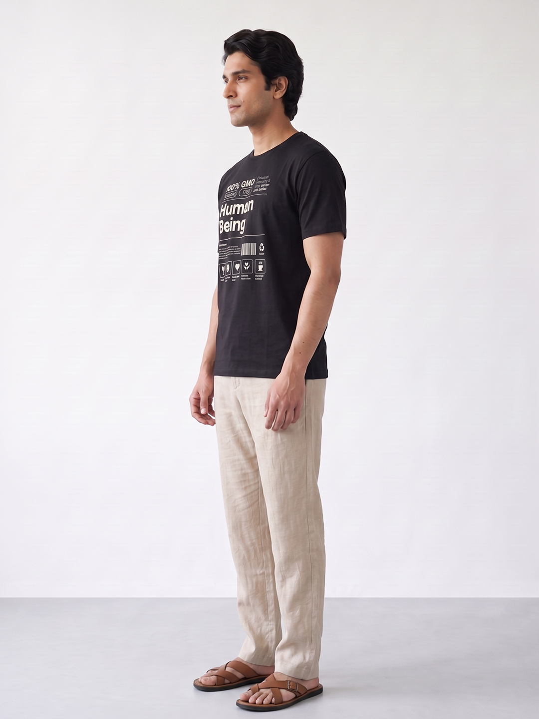 Men's 100% Organic Cotton Regular Fit Tshirt Black