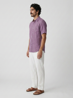 Men's Grape 100% Linen Regular Fit Shirt
