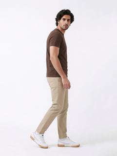 Men's Brown Cotton Bamboo Elastane Regular Fit Tshirt