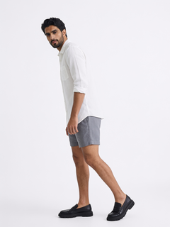 Men's Blue Cotton Linen Regular Fit Shorts
