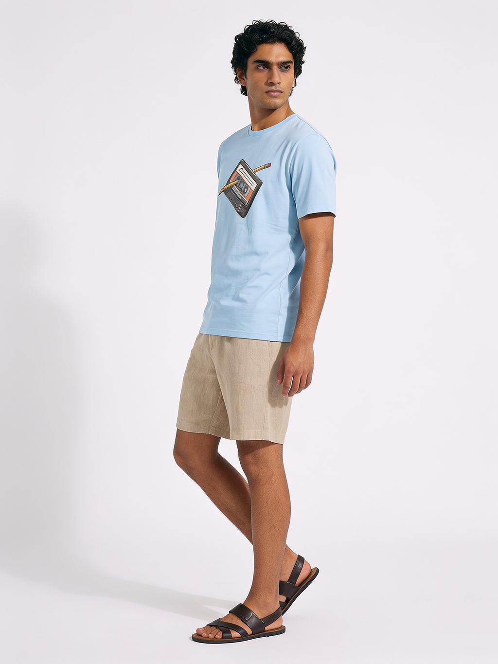Men's Blue 100% Organic Cotton Regular Fit Tshirt