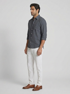 Men's Navy 100% Linen Regular Fit Shirt