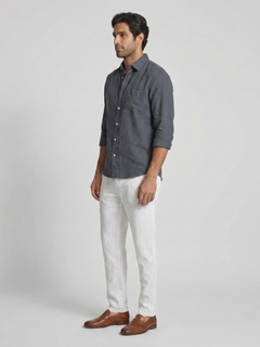 Men's Navy 100% Linen Regular Fit Shirt