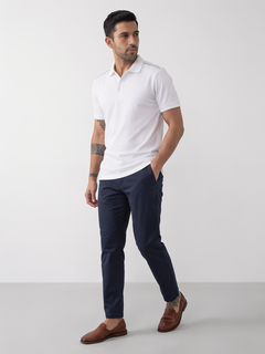 Men's White Cotton Elastane Slim Fit Tshirt