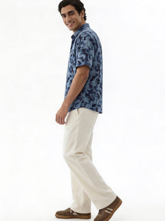Men's Navy Modal Cotton Regular Fit Shirt
