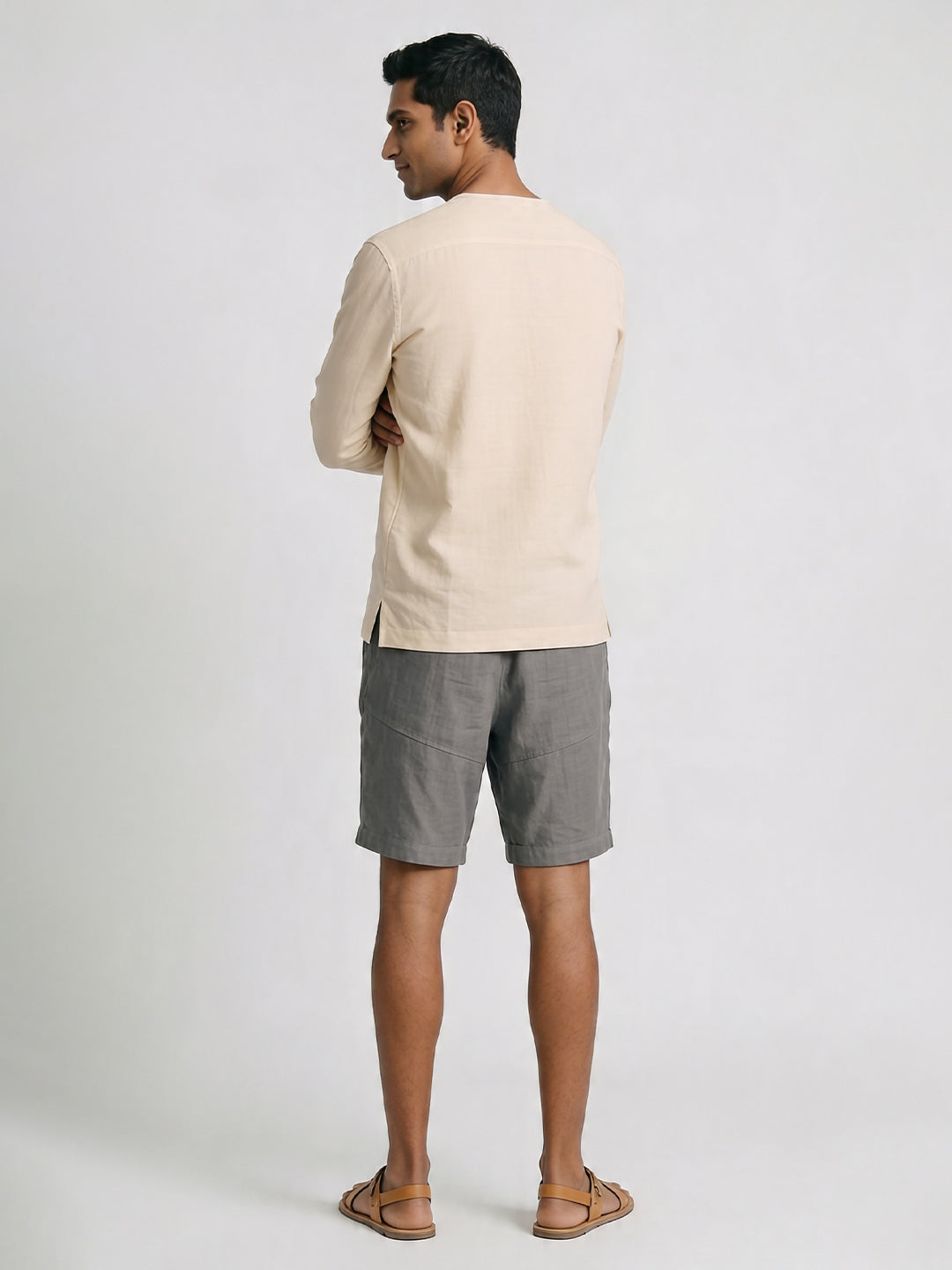 Men's Offwhite Cotton Polyester Loose Fit Shirt