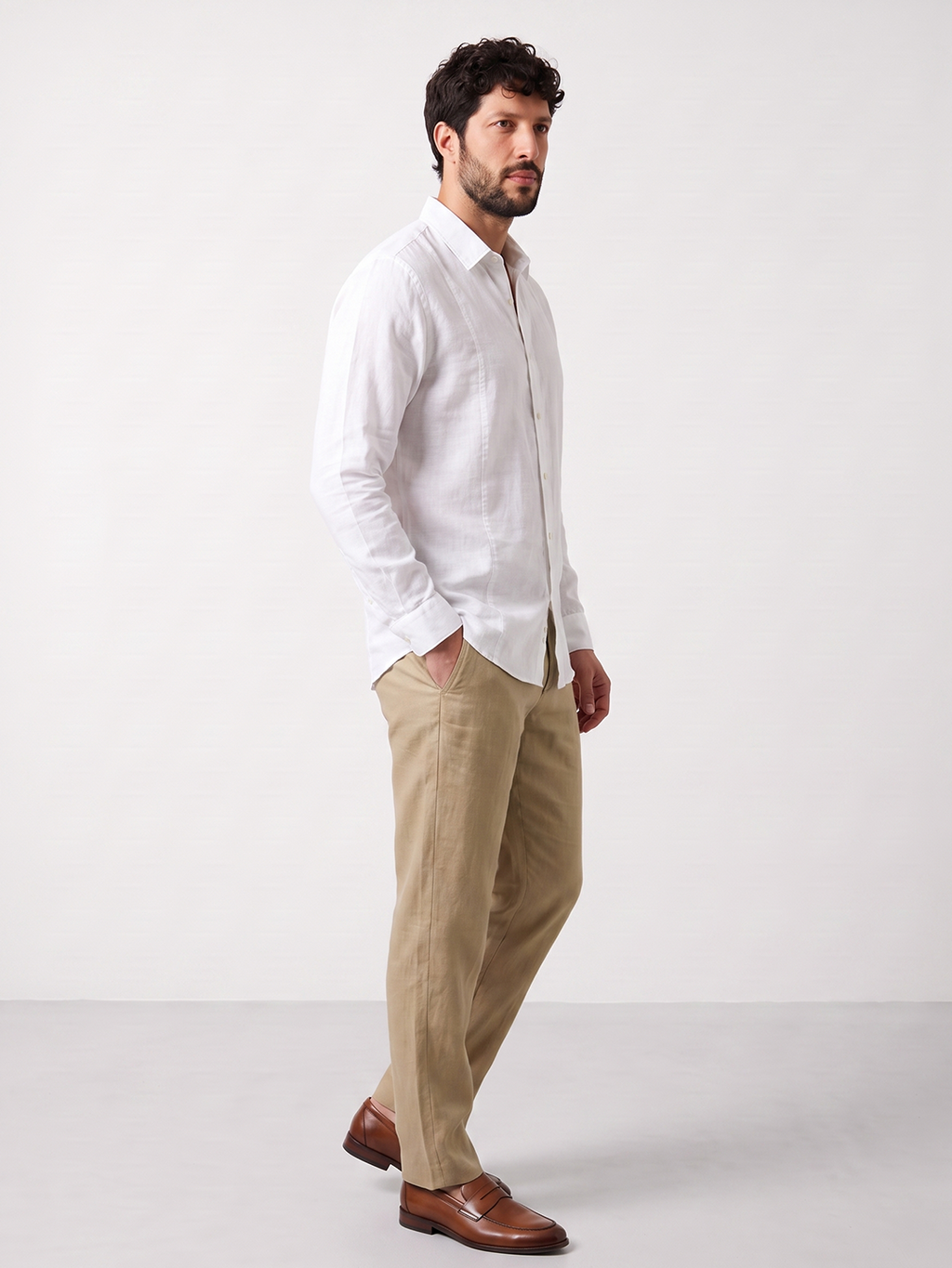 Men's Tencel Linen Regular Fit Shirt White