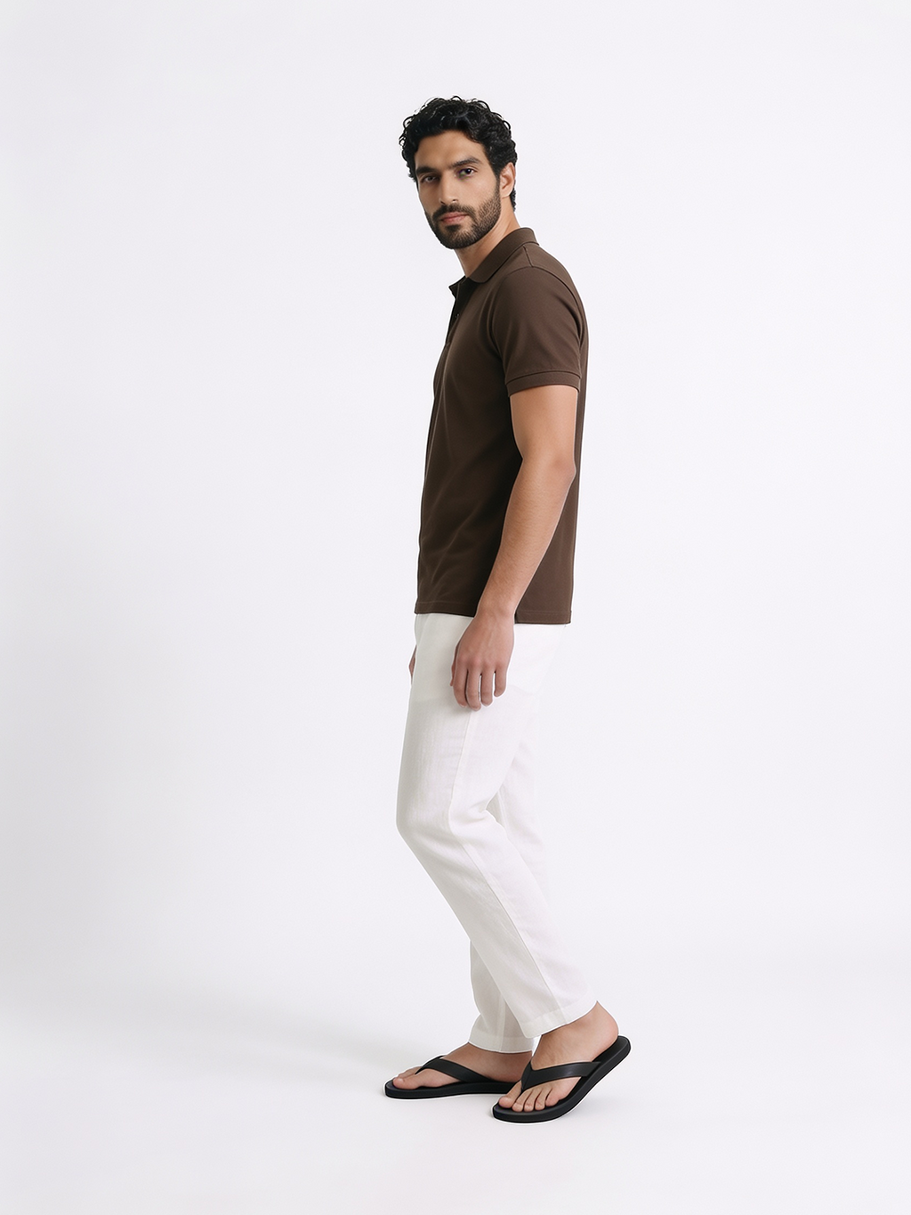 Men's White 100% Linen Regular Fit Pant