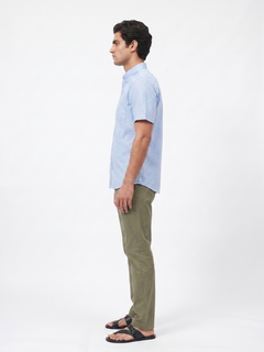 Men's Oxford 100% Cotton Regular Fit Half Sleeves Shirt Sky