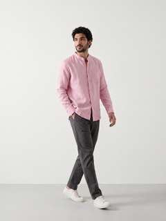 Men's Pink Tencel Linen Regular Fit Shirt
