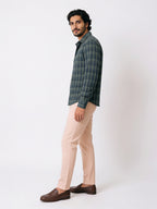 Men's Beige Cotton Lycra Slim Fit Pant