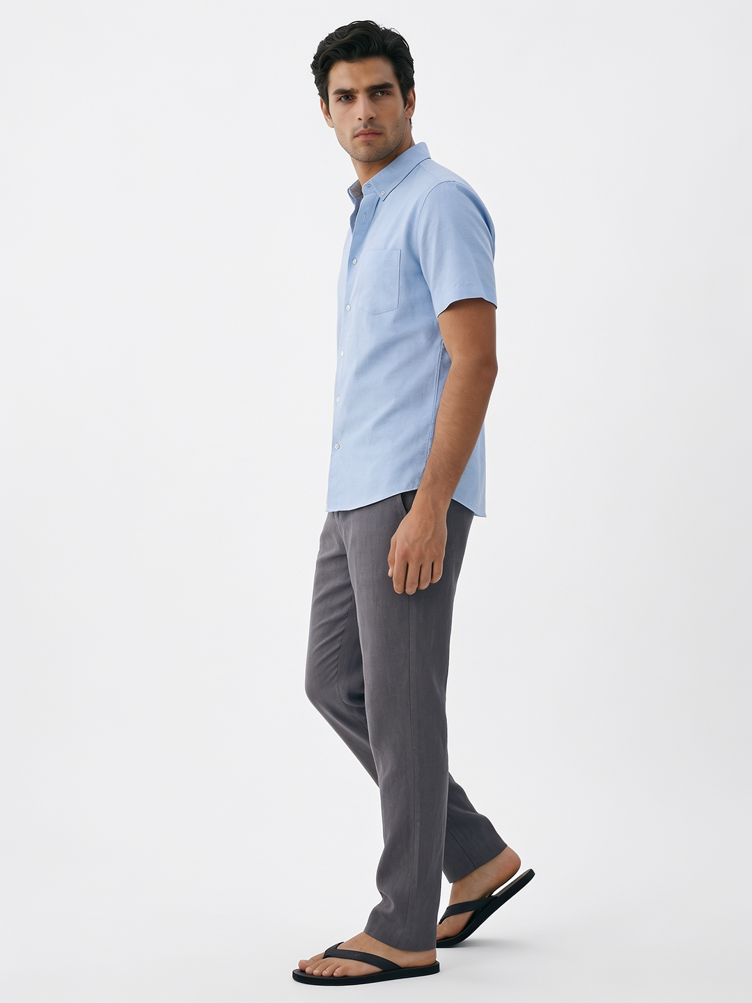 Men's Slate 100% Linen Regular Fit Pant