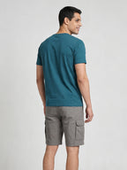 Men's Teal Cotton Bamboo Elastane Regular Fit Tshirt